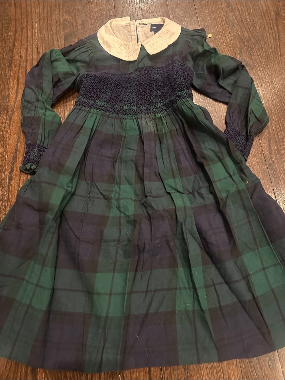 RALPH LAUREN VINTAGE SMOCKED PLAID DRESS